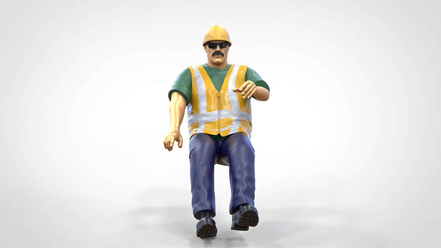 Produktfoto  0: Bauarbeiter Fahrer - Mit Helm und Sonnenbrille - Im Fahrzeug
