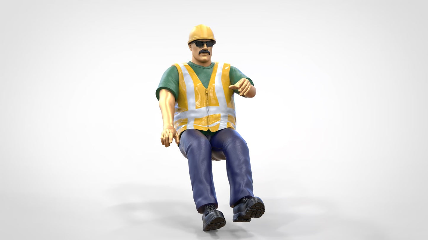 Produktfoto  0: Bauarbeiter Fahrer - Mit Helm und Sonnenbrille - Im Fahrzeug