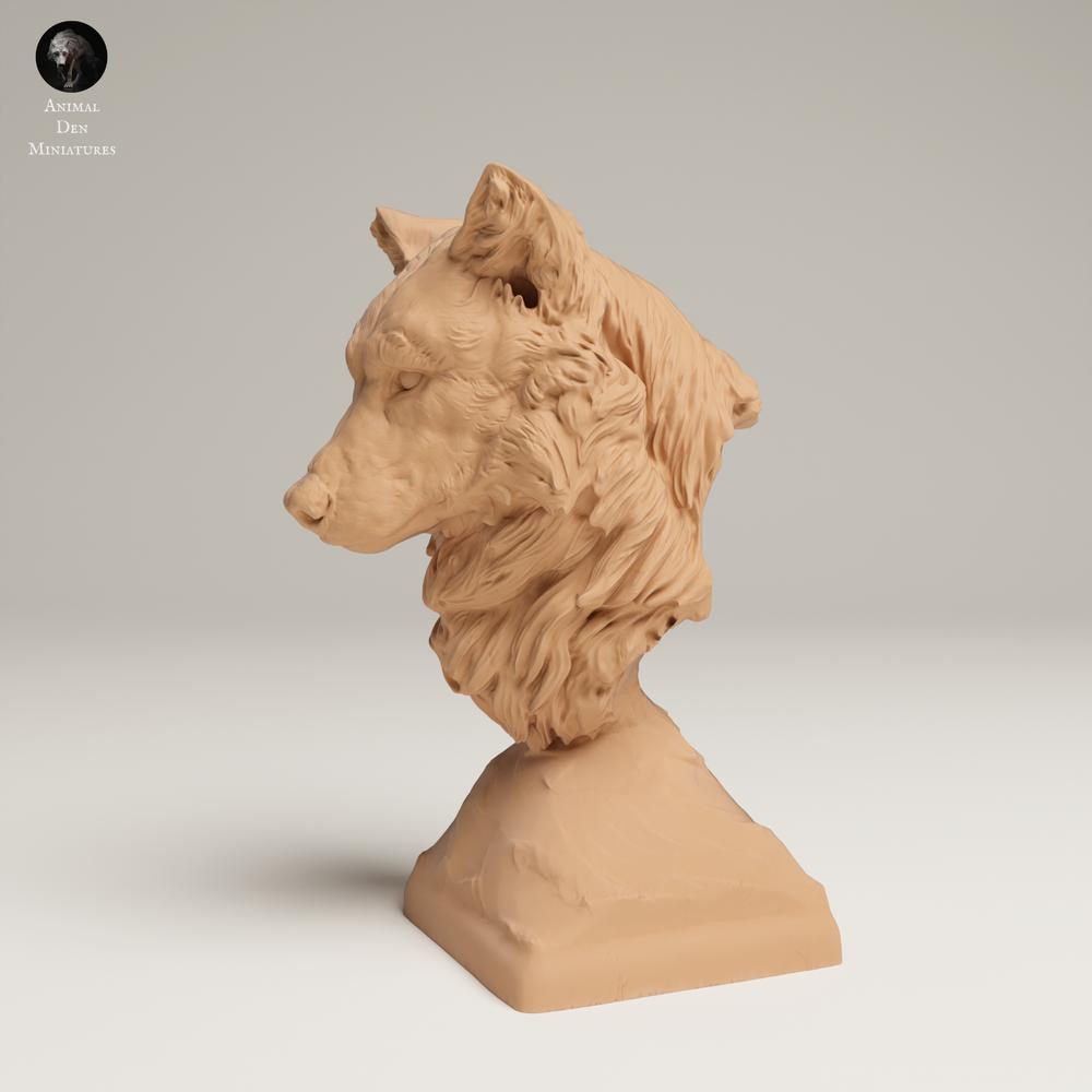 Productfoto dierenfiguur Animal Den Miniatures 2: Wildedierfiguur: grijze wolf - buste (25_06_16)