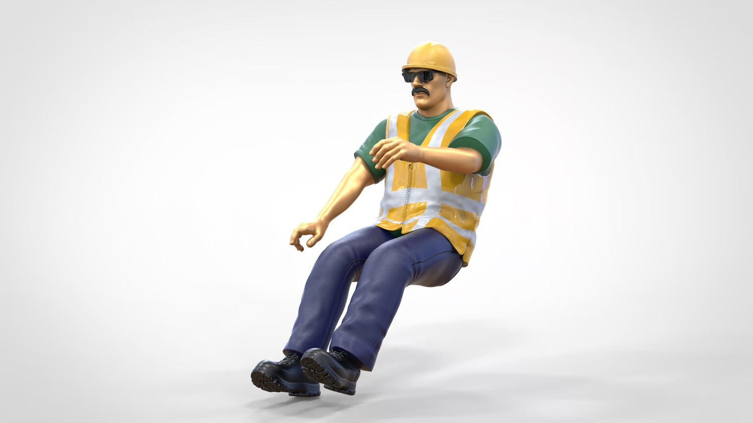 Produktfoto  0: Bauarbeiter Fahrer - Mit Helm und Sonnenbrille - Im Fahrzeug