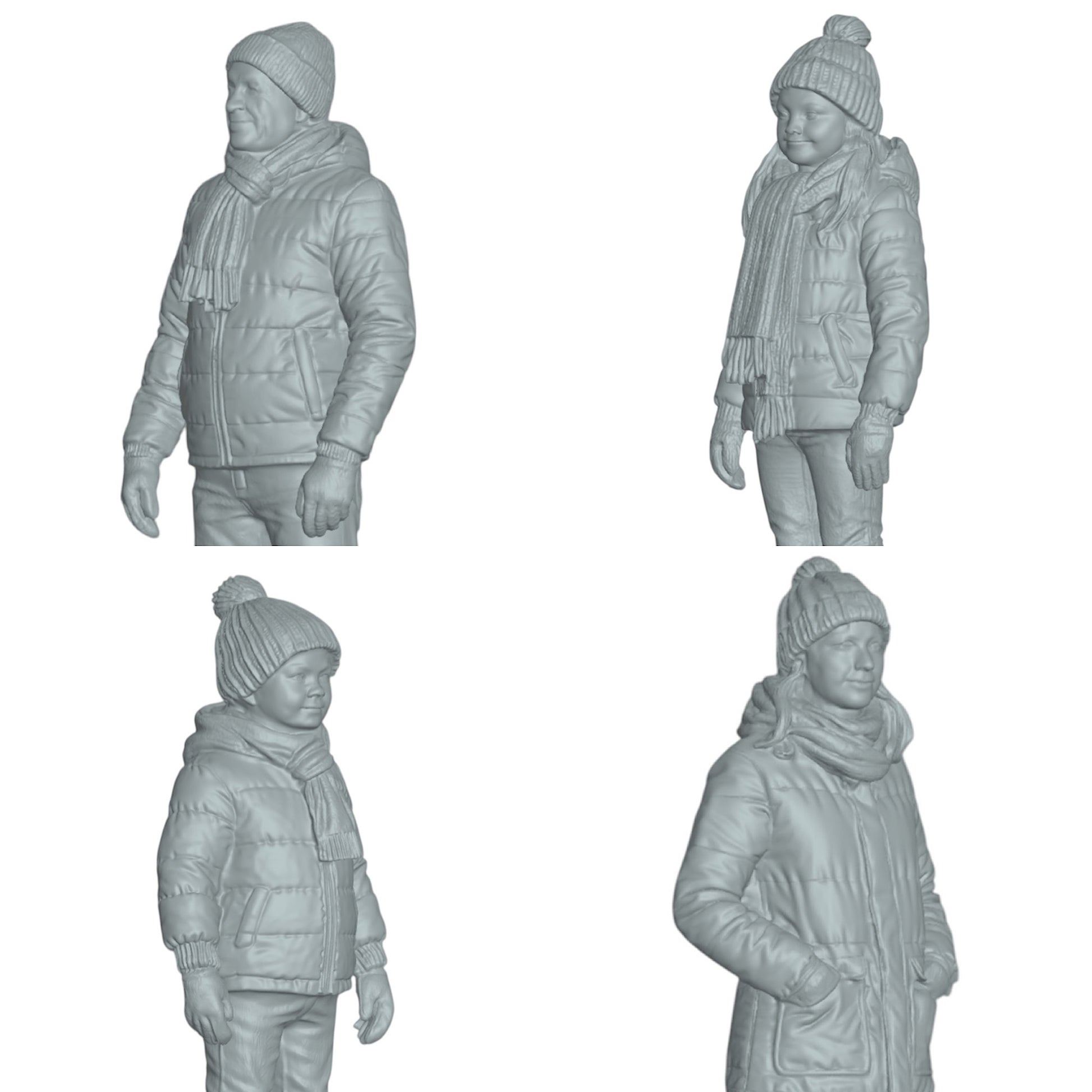 Diorama modelbouw productfoto 0: Winterse familie - 4 figuren - Winter Wonderland