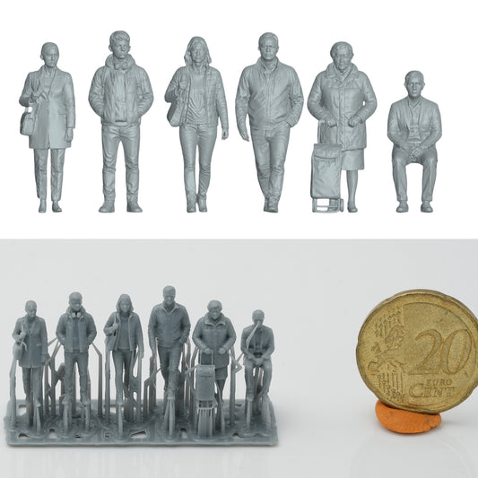 Diorama modelbouw productfoto 1: Passanten figuren set 2 - 6 figuren (h0_29)