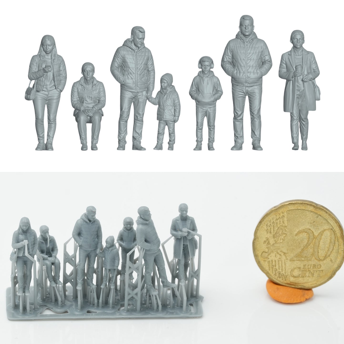 Diorama modelbouw productfoto 1: Passanten figuren set 3 - 7 figuren (h0_30)