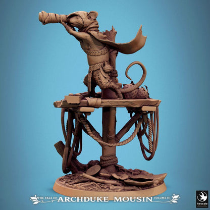 Productfoto Tabletop 28mm Lord of the Print (LotP) 1: Tabletop figuur: Nager-Piraat (Ratzeelander), vrijbuiter/zwierige met beker en rond schild op scheepsplanken-havenbasis (25_07_Q17)