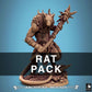 Productfoto Tabletop 28mm Lord of the Print (LotP) 1: Fantasy Miniatuur: Rattenoger / Wer-Rat, Beestenkrijger met Stekelknots, Ondergrond Baasmonster en Dungeon-Crawler Tegenstander (25_07_O3)