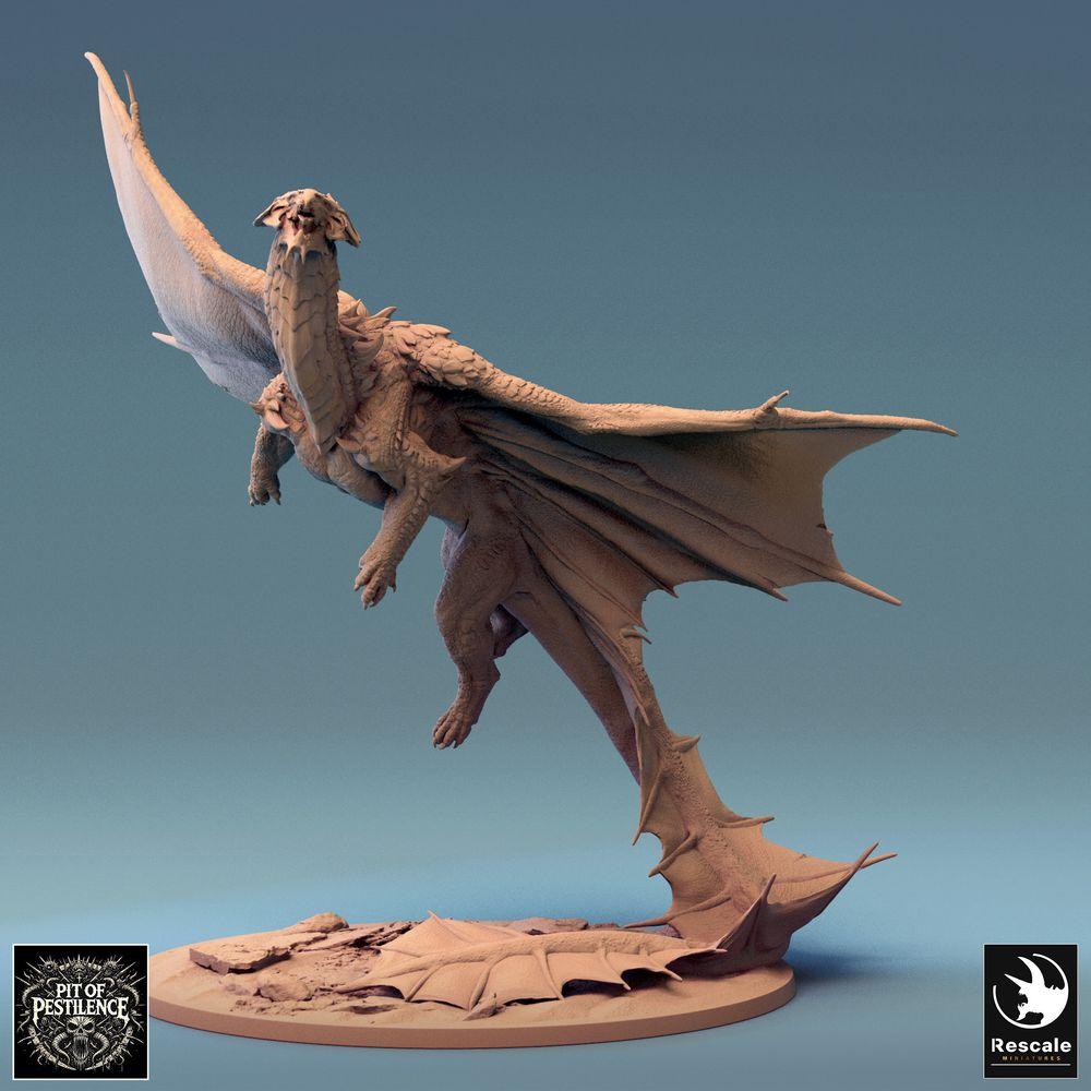 Productfoto Tabletop 28mm Lord of the Print (LotP) 0: Tabletop Miniatuur: Legendarische Messingdraak (Brass Dragon), Grote Draak in Vlucht, Vliegende Draak, Draakmodel, Rollenspelminiatuur, Baasmonster (24_08_I)