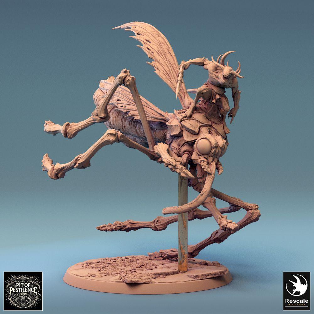Productfoto Tabletop 28mm Lord of the Print (LotP) 0: Tabletop Miniatuur: Demonrijder op monsterlijke insectenbeest - Insectenrijder, Muggenrijder, Nachtmerriekavallerie, Baasmonster - E1 Dravon Assault (24_08_E1)