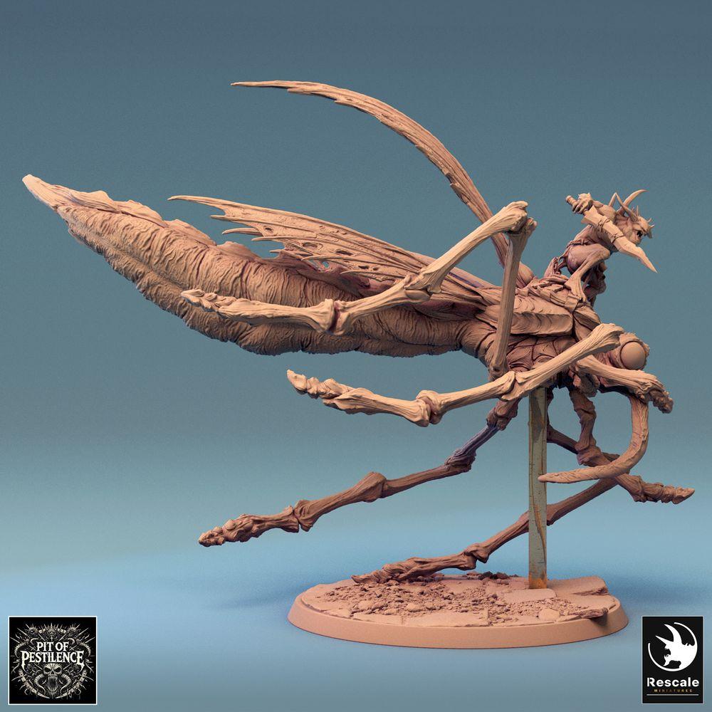 Productfoto Tabletop 28mm Lord of the Print (LotP) 0: Tabletop Miniatuur: Demonrider op monsterlijke insectenbeest - Insectenrijder, Muggenrijder, Nachtmerriekavallerie, Baasmonster - E1 Dravon Assault (24_08_E1)