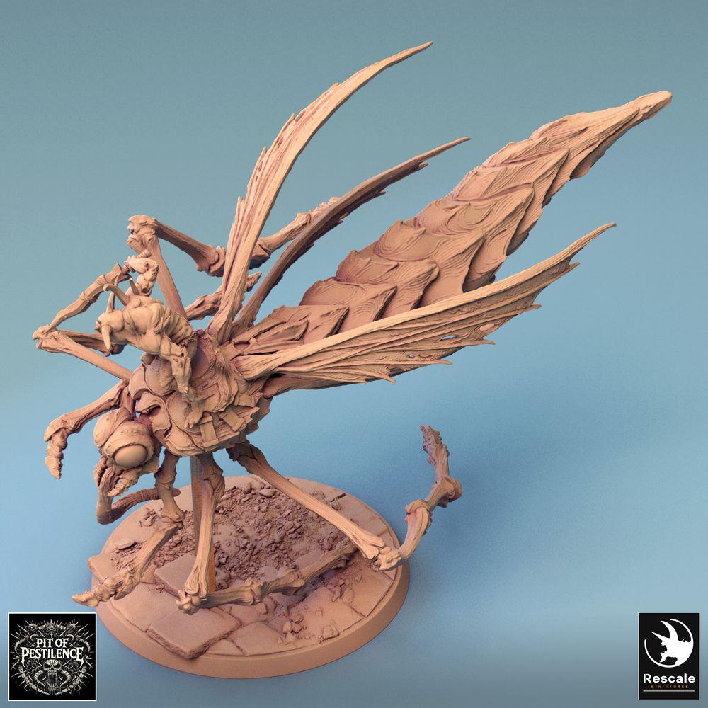 Productfoto Tabletop 28mm Lord of the Print (LotP) 0: Tabletop Miniatuur: Demonrider op monsterlijke insectenbeest - Insectenrijder, Muggenrijder, Nachtmerriekavallerie, Baasmonster - E1 Dravon Assault (24_08_E1)