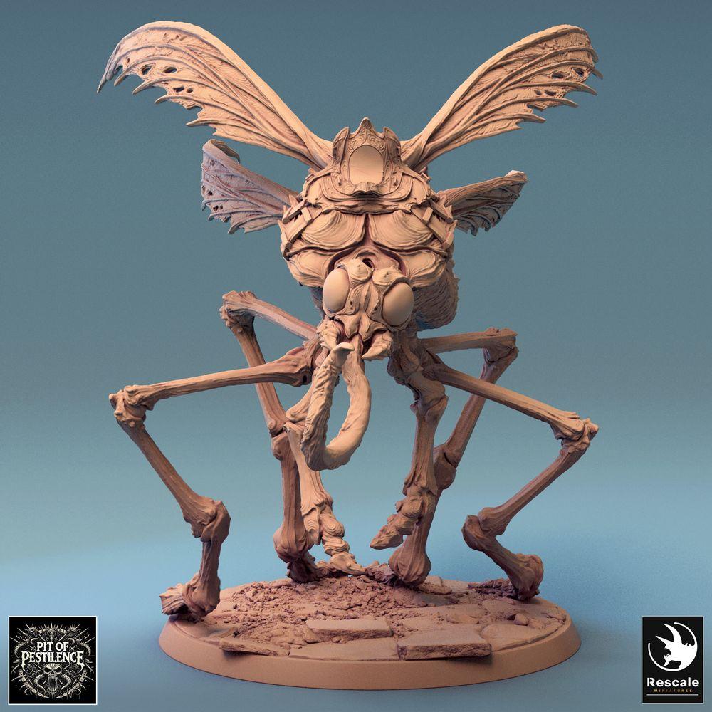 Productfoto Tabletop 28mm Lord of the Print (LotP) 0: Tabletop Miniatuur: Gehoornde Beestenrijder op reusachtig Muggenbeest - Insectenmonster, Vliegend Beest, Zwermdemon - E5 Dravon Pursuit (24_08_E5)