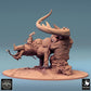 Productfoto Tabletop 28mm Lord of the Print (LotP) 0: Tabletop Miniatuur: Beestenrijder op Hagedisbeest - Barbarenkampioen met Halberd, demonisch rijdier, baasmonster, scenische basis (24_08_C1)