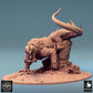 Productfoto Tabletop 28mm Lord of the Print (LotP) 0: Tabletop Miniatuur: Beestenrijder op Hagedisbeest - Barbaren-kampioen met Halberd, demonisch rijdier, baasmonster, scenische basis (24_08_C1)