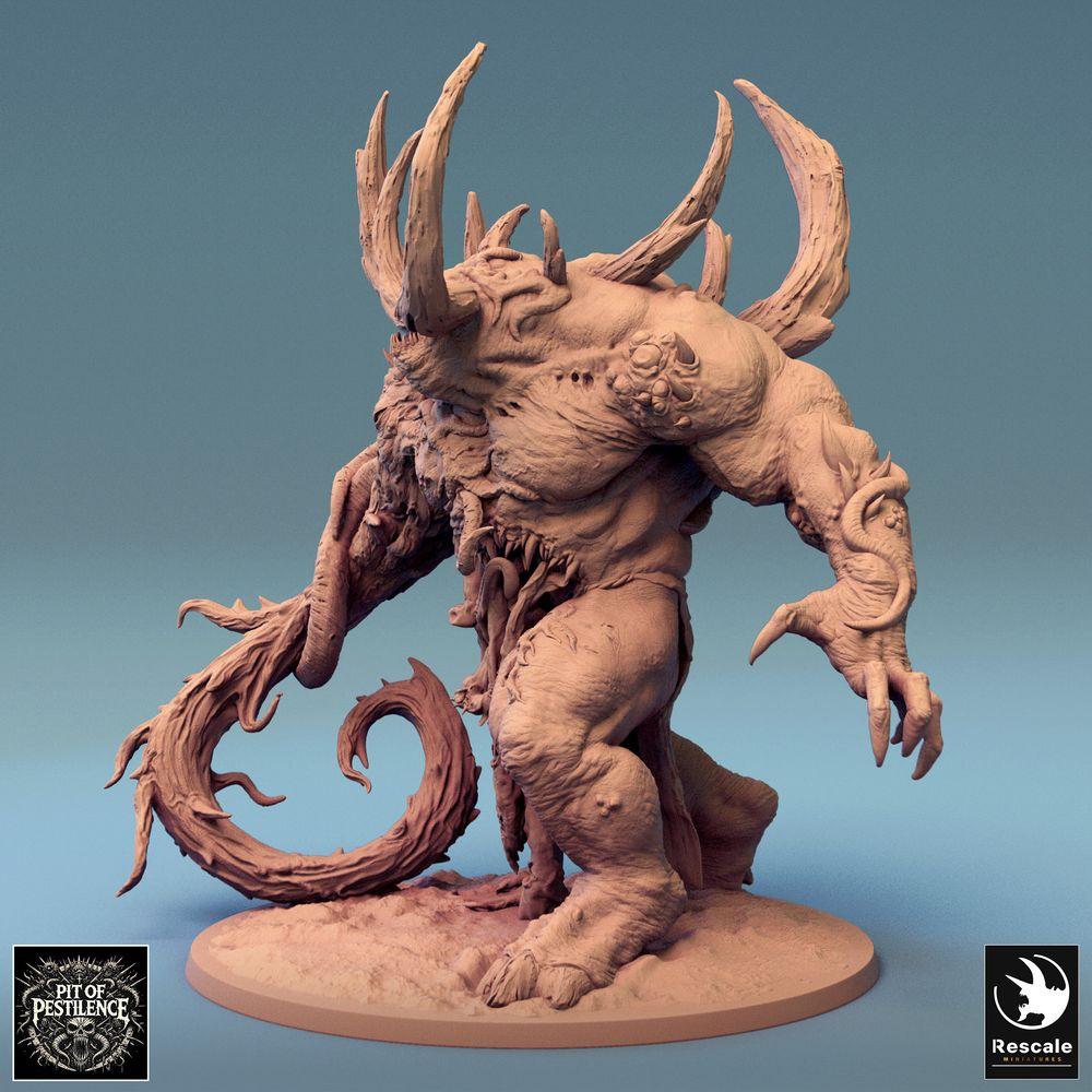 Productfoto Tabletop 28mm Lord of the Print (LotP) 0: Tabletop Miniatuur: Demonenkoning, Verderf Demon, Helbeest met Tentakelarm, Klauwen en Hoorns, Baasmonster (Ulcerated Colossus) (24_08_K)