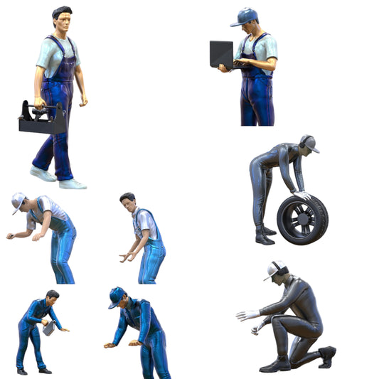 Produktfoto Diorama und Modellbau Miniatur Figur: Mechaniker Set 2, 8 Figuren