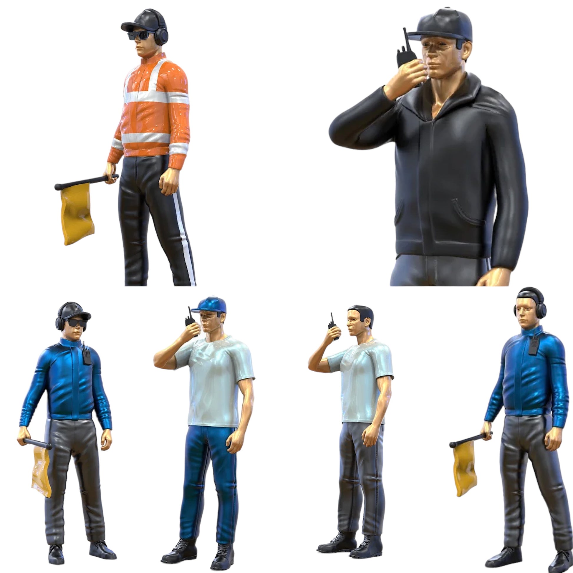 Productfoto diorama en modelbouw miniatuurfiguur: verkeerspostenset, 6 figuren