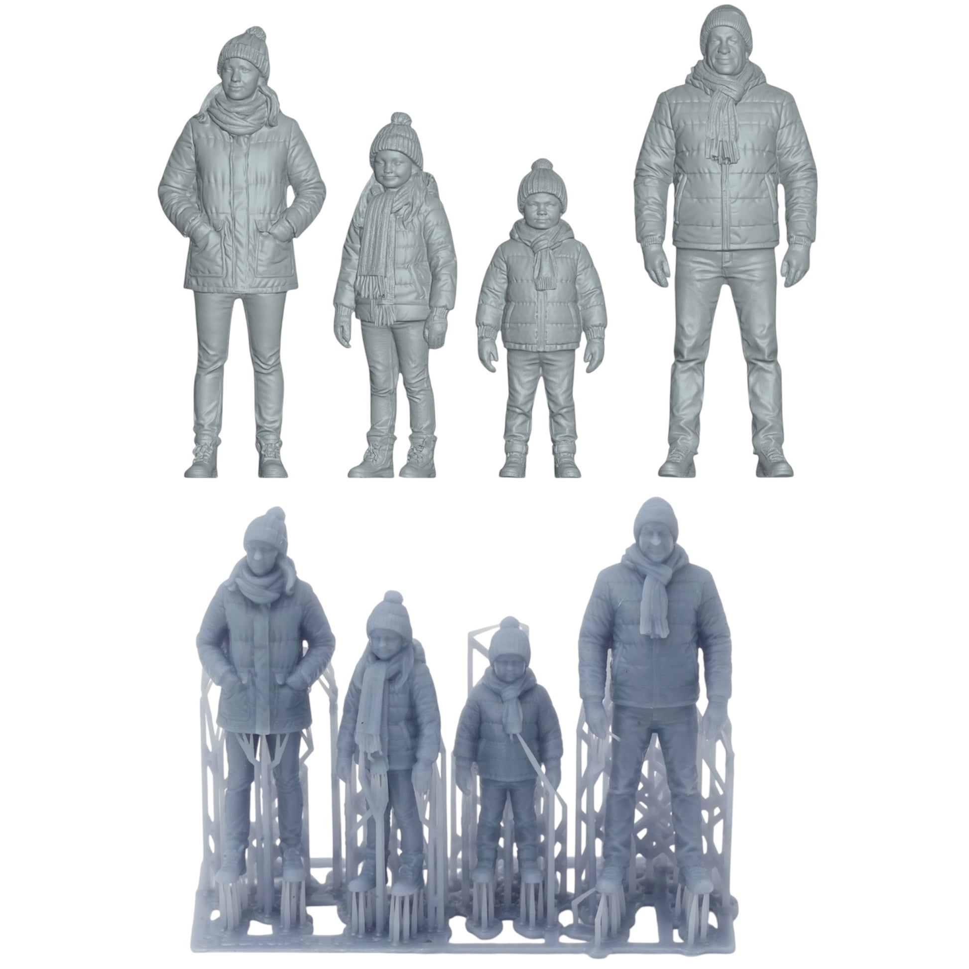 Diorama modelbouw productfoto 0: Winterse familie - 4 figuren - Winter Wonderland