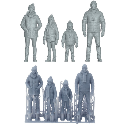 Diorama modelbouw productfoto 0: Winterse familie - 4 figuren - Winter Wonderland