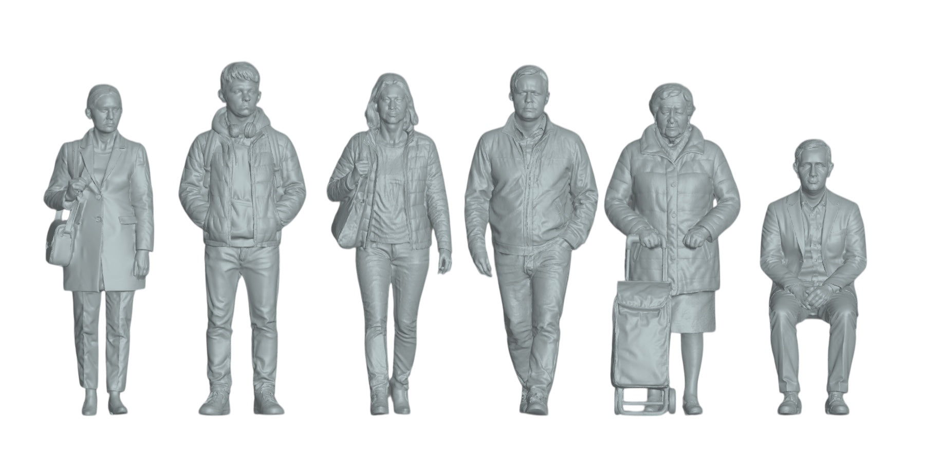 Diorama modelbouw productfoto 2: Passanten figuren set 2 - 6 figuren (h0_29)