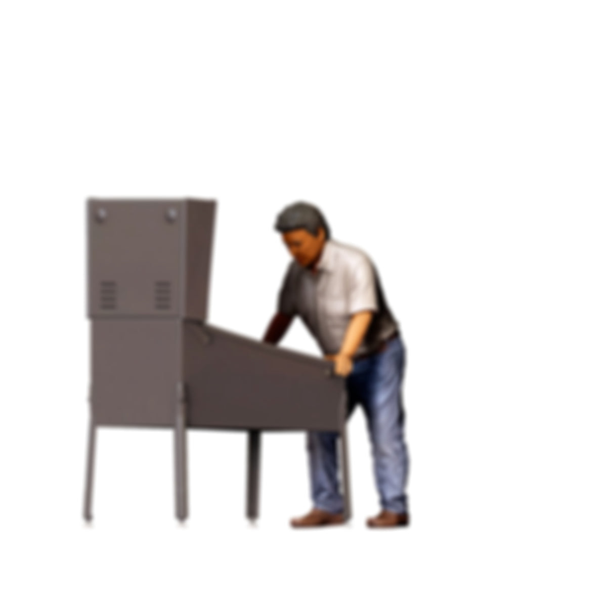 Diorama Modellbau Produktfoto 0: Stehende Figur: Mann am Flipperautomaten mit beiden Händen (Ref. Nr. 519)
