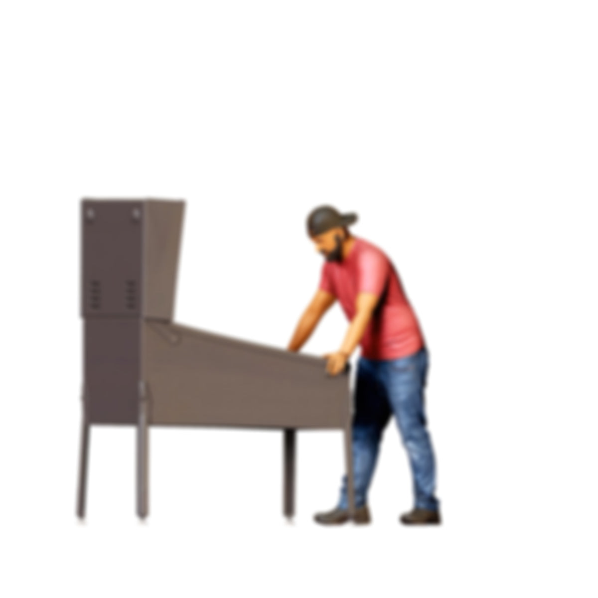 Diorama Modellbau Produktfoto 0: Stehende Figur: Mann nach vorn gebeugt am Flipperautomaten (Ref. Nr. 521)