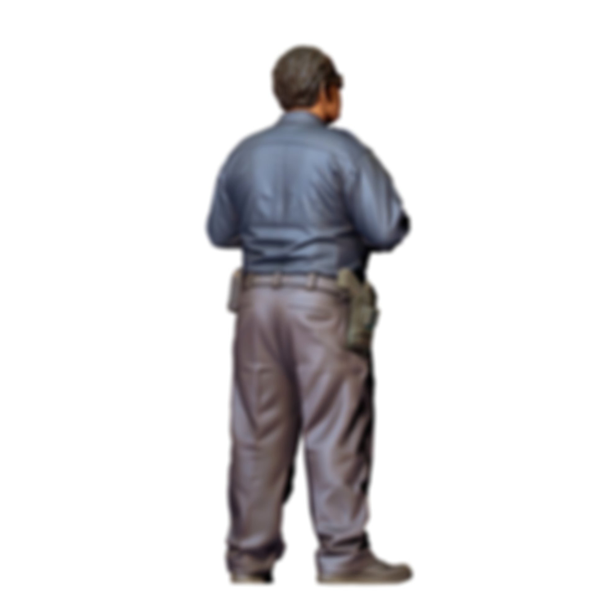 3DP Miniatures 1: Stehende Figur: Polizist mit Schlagstock & Holster am Gürtel (Ref. Nr. 498)