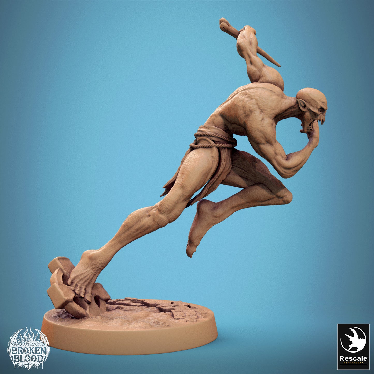 Productfoto Tabletop 28mm Lord of the Print (LotP) 1: Tabletop Miniatuur: Wilde Ghul in Sprongaanval met Klauwen - Ghul, ondode gruwel, roofdier, nachtjager, baasmonster/elite-tegenstander (24_11_B1)