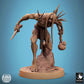 Productfoto Tabletop 28mm Lord of the Print (LotP) 0: Tabletop Miniatuur: Wilder Ghul Savage Ghoul, Ondode Jager en Botkult-Slachter met Botdolk en Wervelkolom-Mace, gedoken vooruitgestormd (24_11_B9)