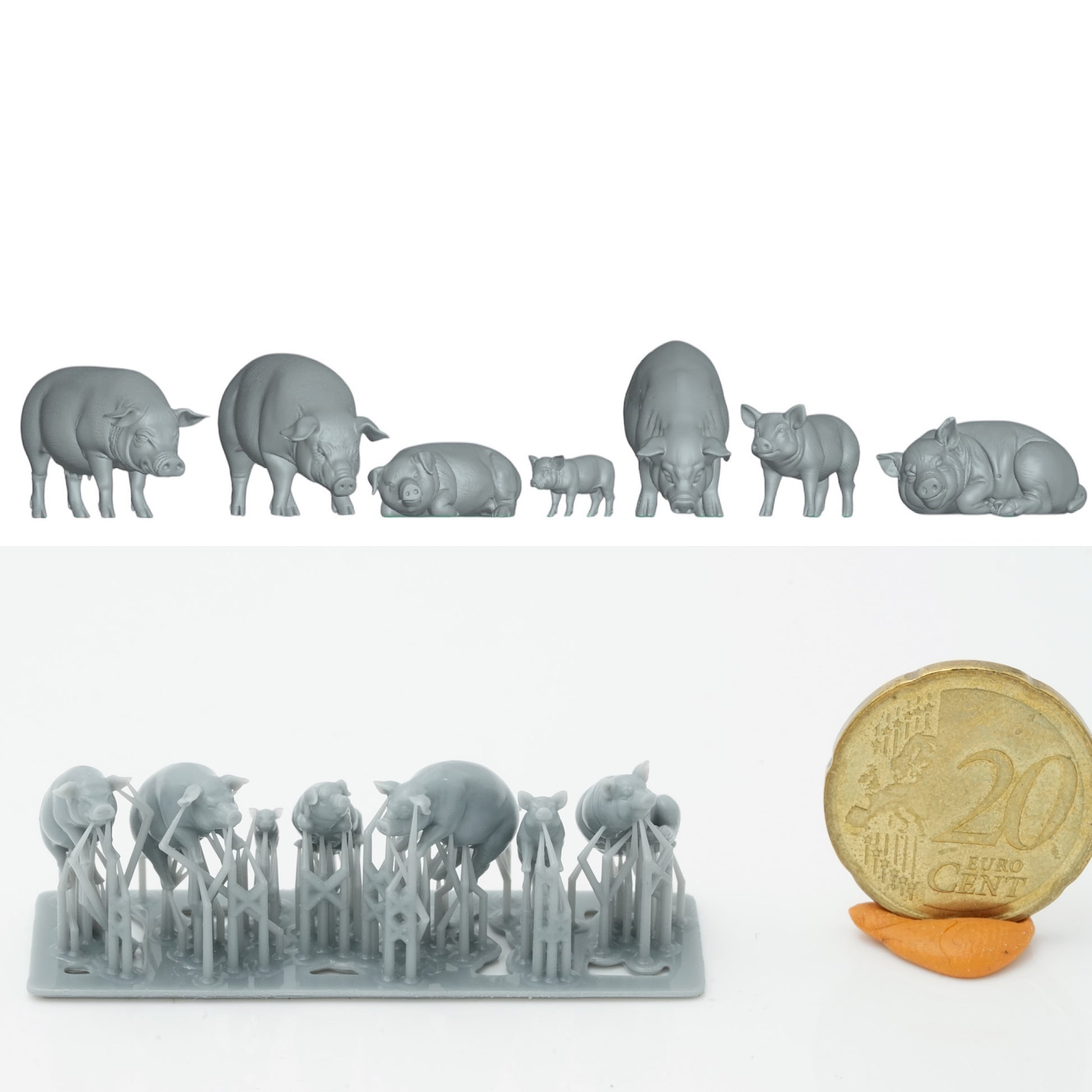 Productfoto Dierfiguur Diorama, Modelbouw: 0: Boerderij Dierfiguren: Varkens Set - 7 Varkens (Ref a050)