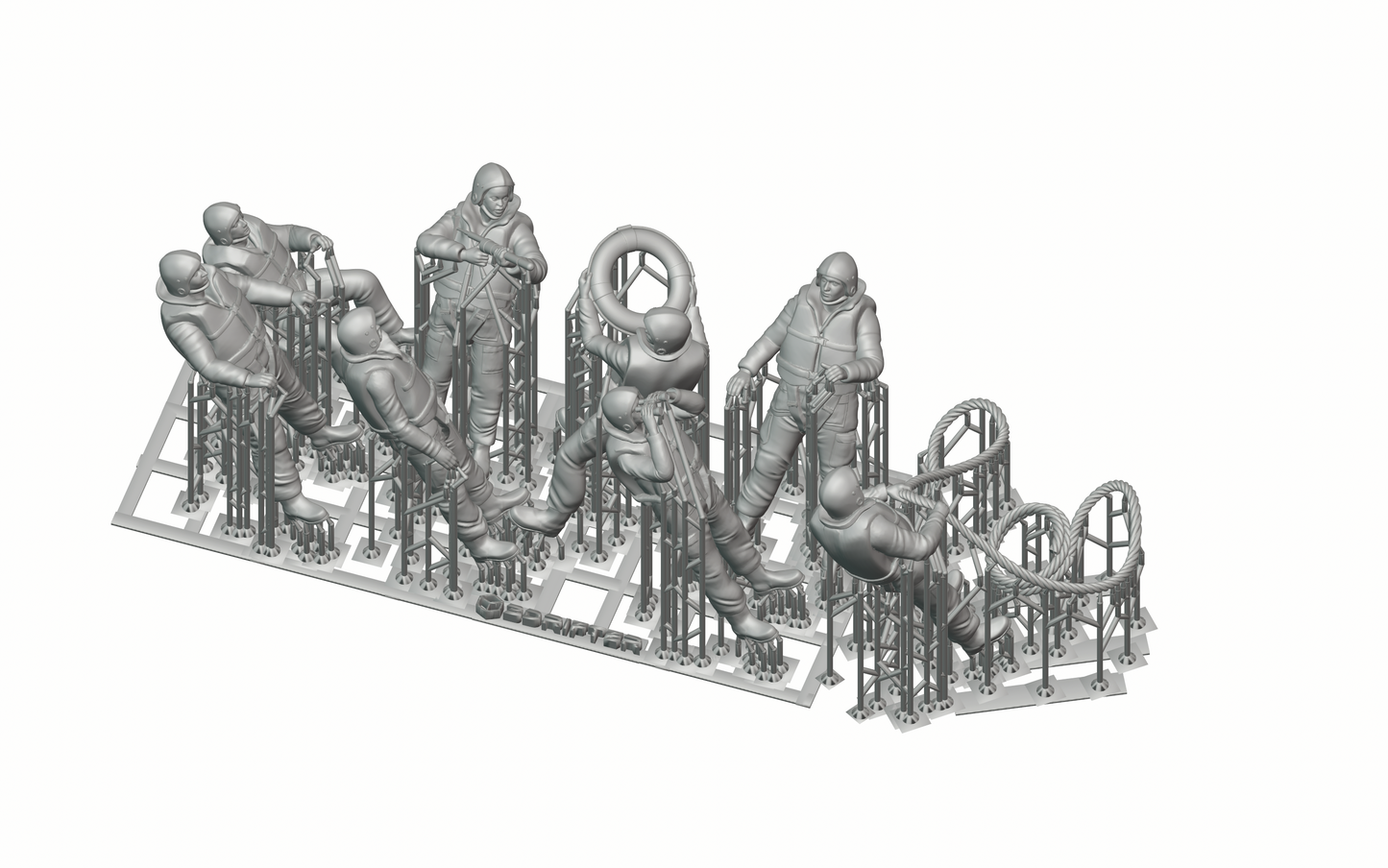 Productfoto diorama en modelbouw miniatuurfiguur: reddingsboot set, 8 figuren