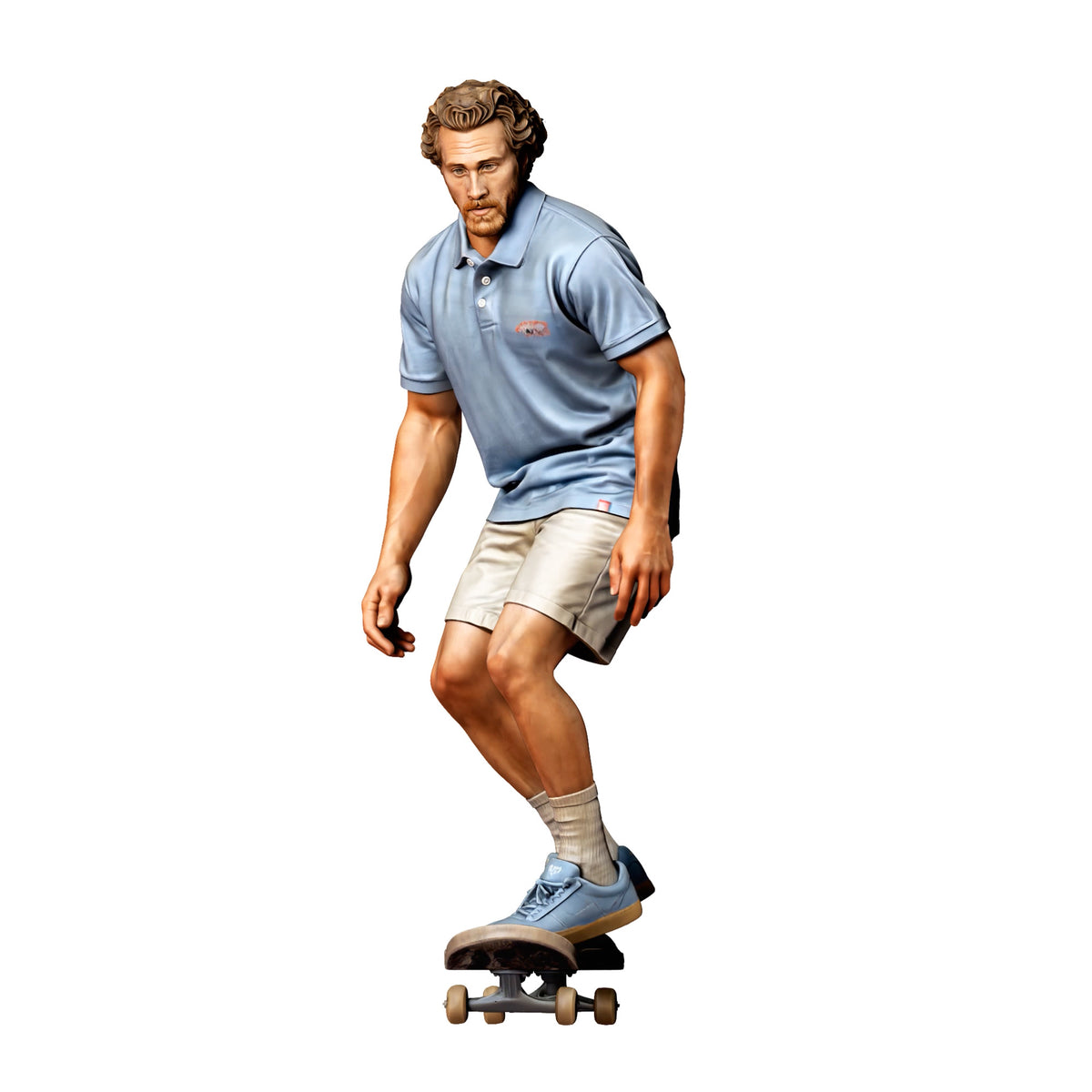 Diorama Modellbau Produktfoto 4: Stehende Figur: Skateboardfahrer mit gebeugten Knien auf Skateboard (Ref. Nr. 528)