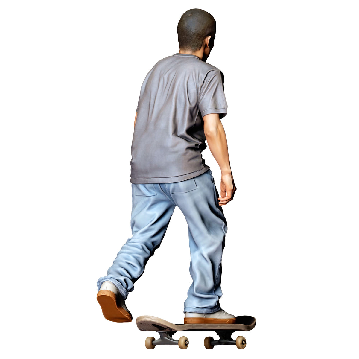 Diorama Modellbau Produktfoto 2: Stehende Figur: Skateboarder in dynamischer Haltung auf Skateboard (Ref. Nr. 530)