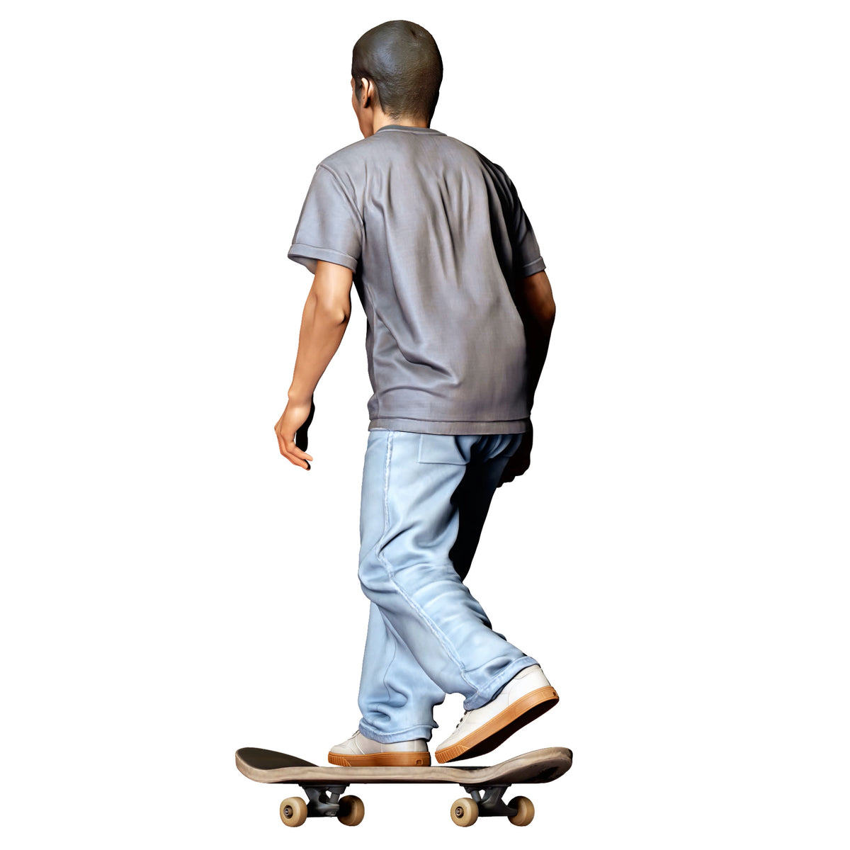 Diorama Modellbau Produktfoto 3: Stehende Figur: Skateboarder in dynamischer Haltung auf Skateboard (Ref. Nr. 530)