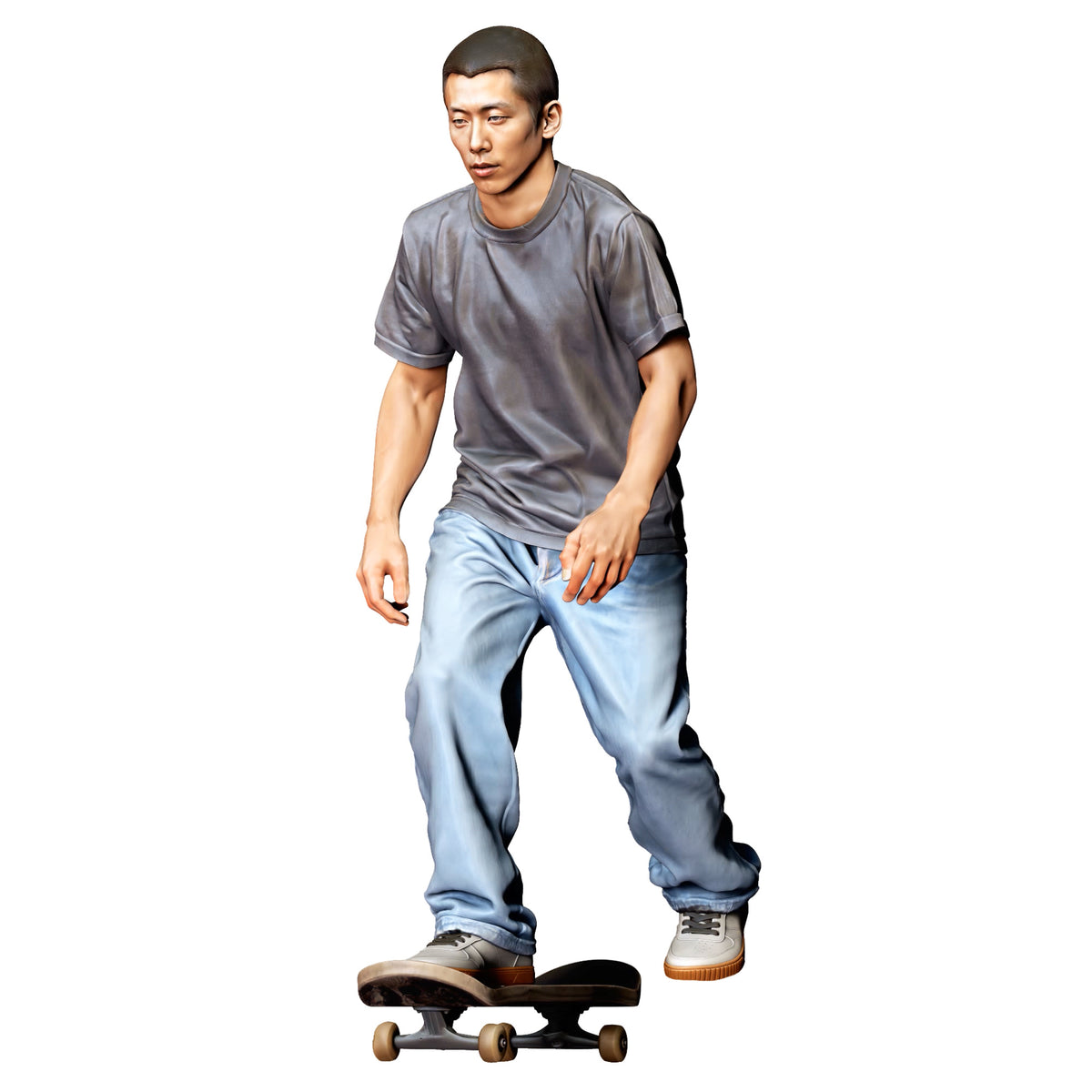 Diorama Modellbau Produktfoto 4: Stehende Figur: Skateboarder in dynamischer Haltung auf Skateboard (Ref. Nr. 530)