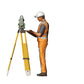 Productfoto 0: Straatwerker met statief: Landmeter op de bouwplaats
