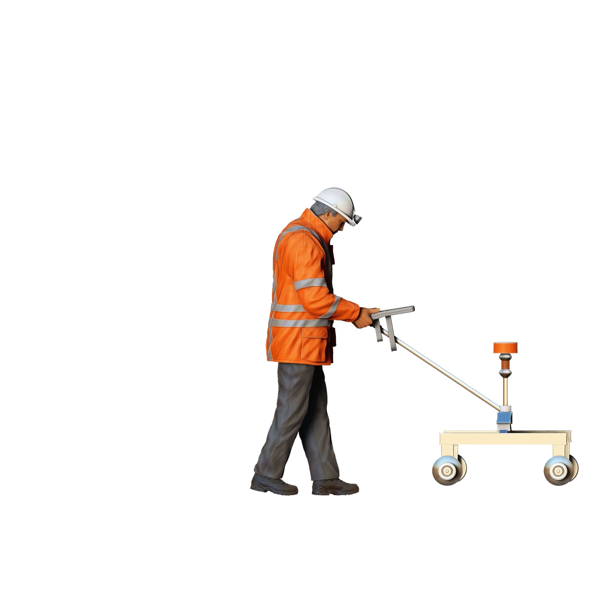 Productfoto 0: Wegenwerker met meetwagen: Landmeter op de bouwplaats