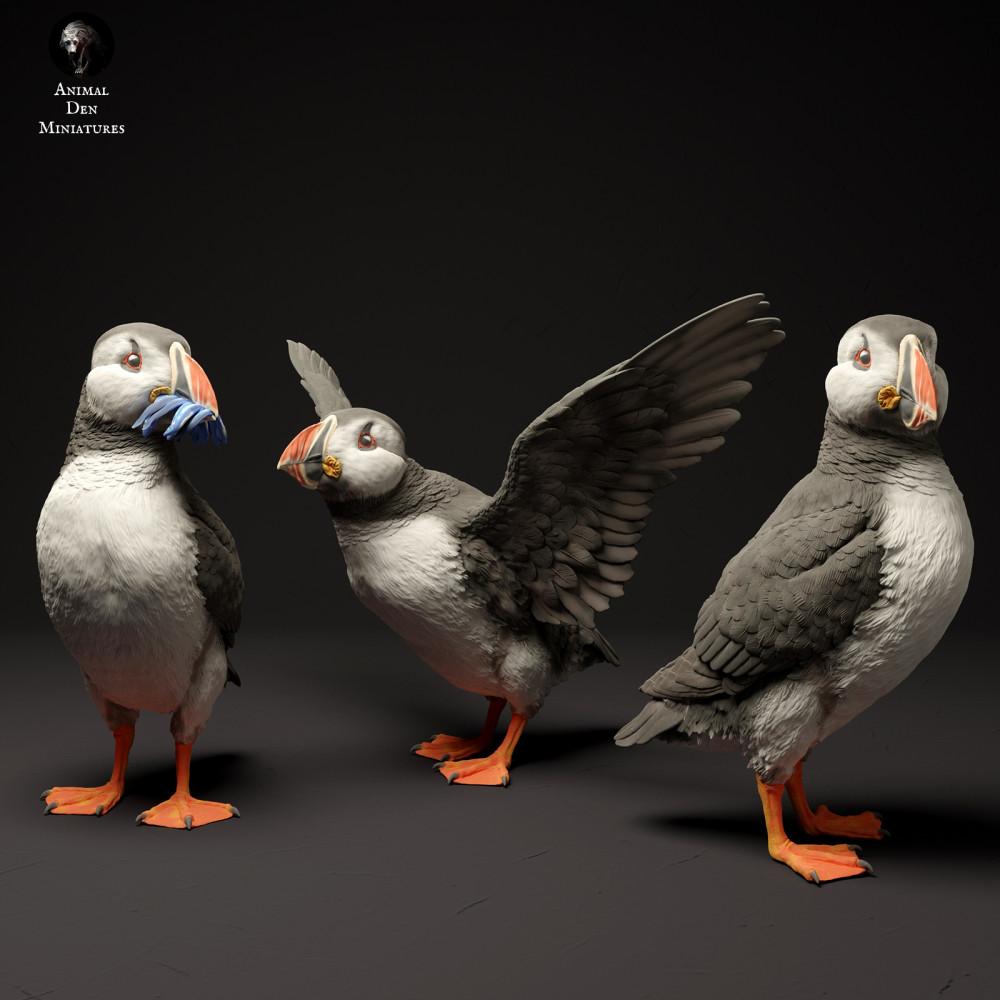 Productfoto dierenfiguur Animal Den Miniatures 2: Zeevogel dierenfiguur: Atlantische papegaaiduikers (24_01_59)