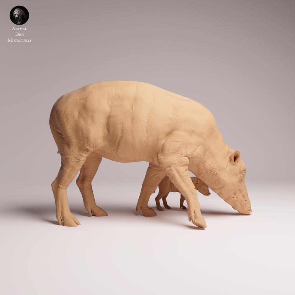 Productfoto Tabletop 28mm Lord of the Print (LotP) 0: Wilddierfiguur: Nordsulawesi-Hirscheber - Vrouw met jong (25_12_08)