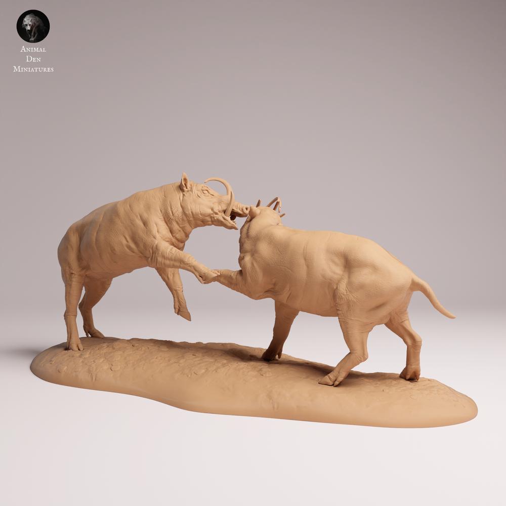 Productfoto Tabletop 28mm Lord of the Print (LotP) 0: Wilddierfiguur: Nordsulawesi-Hirscheber - vechtende zwijnen (25_12_09)