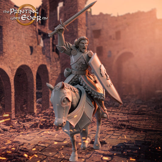 Produktfoto mittelalterliche historische Figur 75mm Scale The Printing Goes Ever On (TPGEO)  0: Mittelalterliche Ritter Figuren Hauptmann Reiter mit Schwert - Anführer von Gonthan
