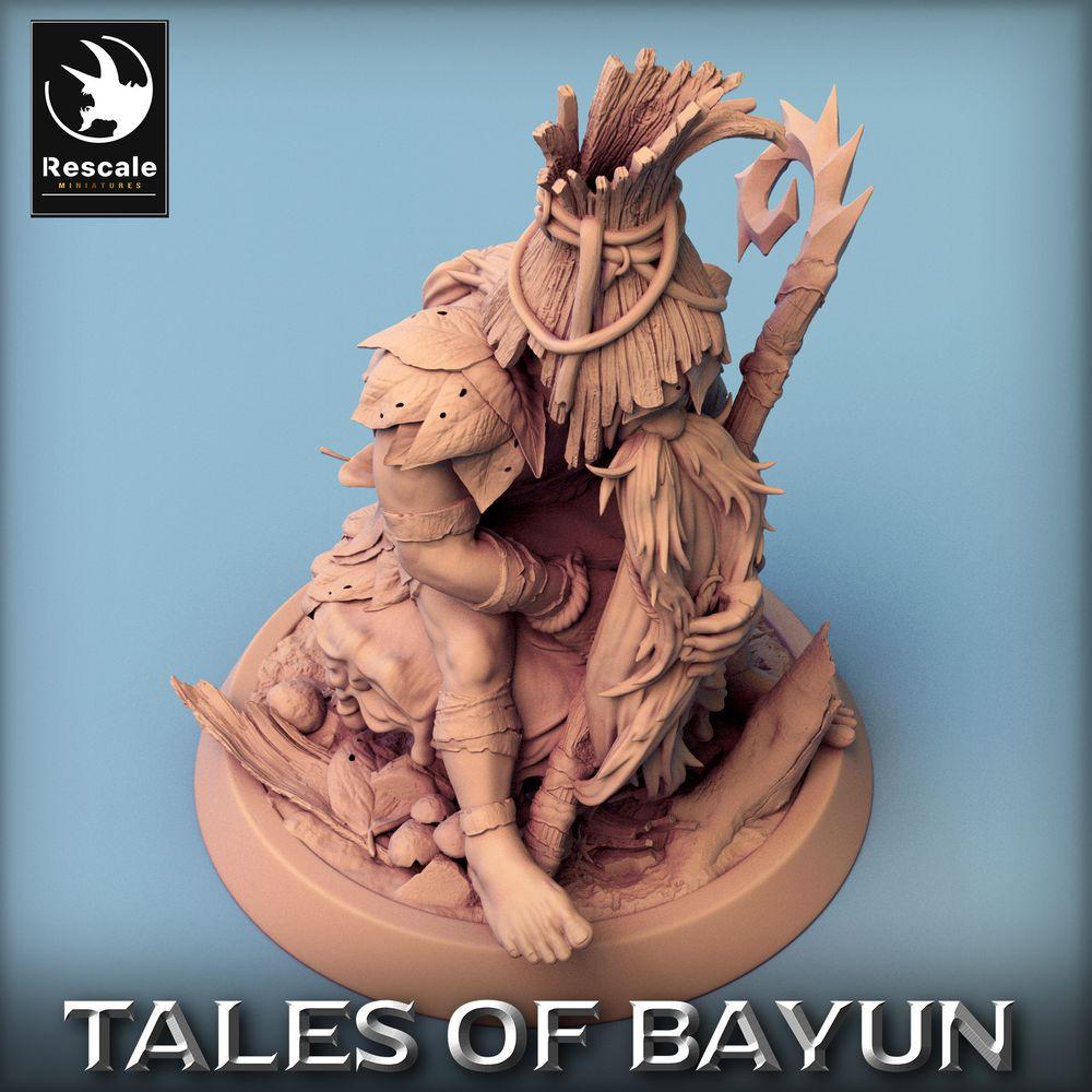 Productfoto Tabletop 28mm Lord of the Print (LotP) 0: Tabletop Miniatuur: Bos Sjamaan, Druïde en Totempriester - Speerdrager, Stammesoudste (24_01_A7)