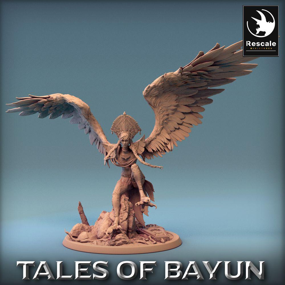Productfoto Tabletop 28mm Lord of the Print (LotP) 0: Tabletop Miniatuur: Harpyie / Harpy Koningin, gevleugelde demon, luchtheks - Baasmonster (24_01_I1)