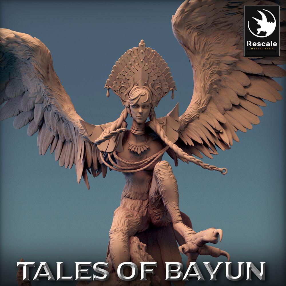 Productfoto Tabletop 28mm Lord of the Print (LotP) 0: Tabletop Miniatuur: Harpyie / Harpy Koningin, gevleugelde demon, luchtheks - Baasmonster (24_01_I1)