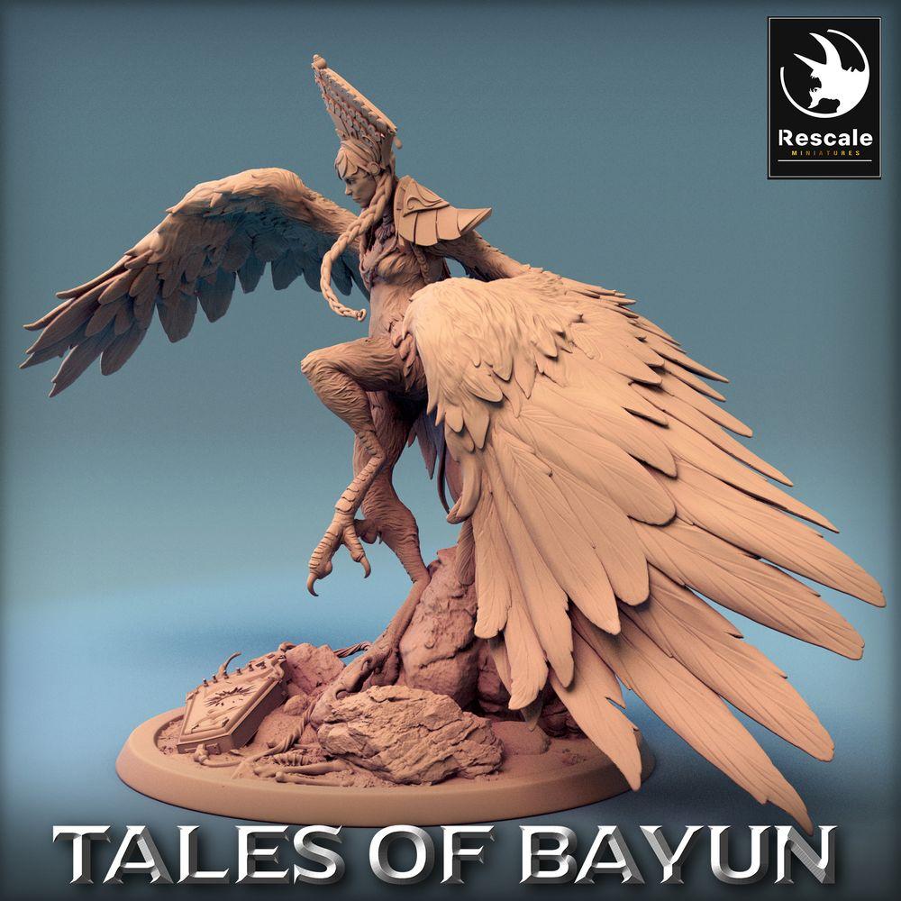 Productfoto Tabletop 28mm Lord of the Print (LotP) 0: Tabletop Miniatuur: Harpyie / Harpy in Sturzflug, Sirenenkoningin, gevleugelde demon, luchtjagerin (24_01_I5)