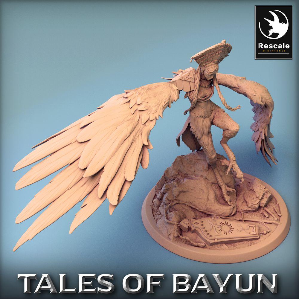 Productfoto Tabletop 28mm Lord of the Print (LotP) 0: Tabletop Miniatuur: Harpyie / Harpy in Sturzflug, Sirenenkoningin, gevleugelde demon, luchtjagerin (24_01_I5)