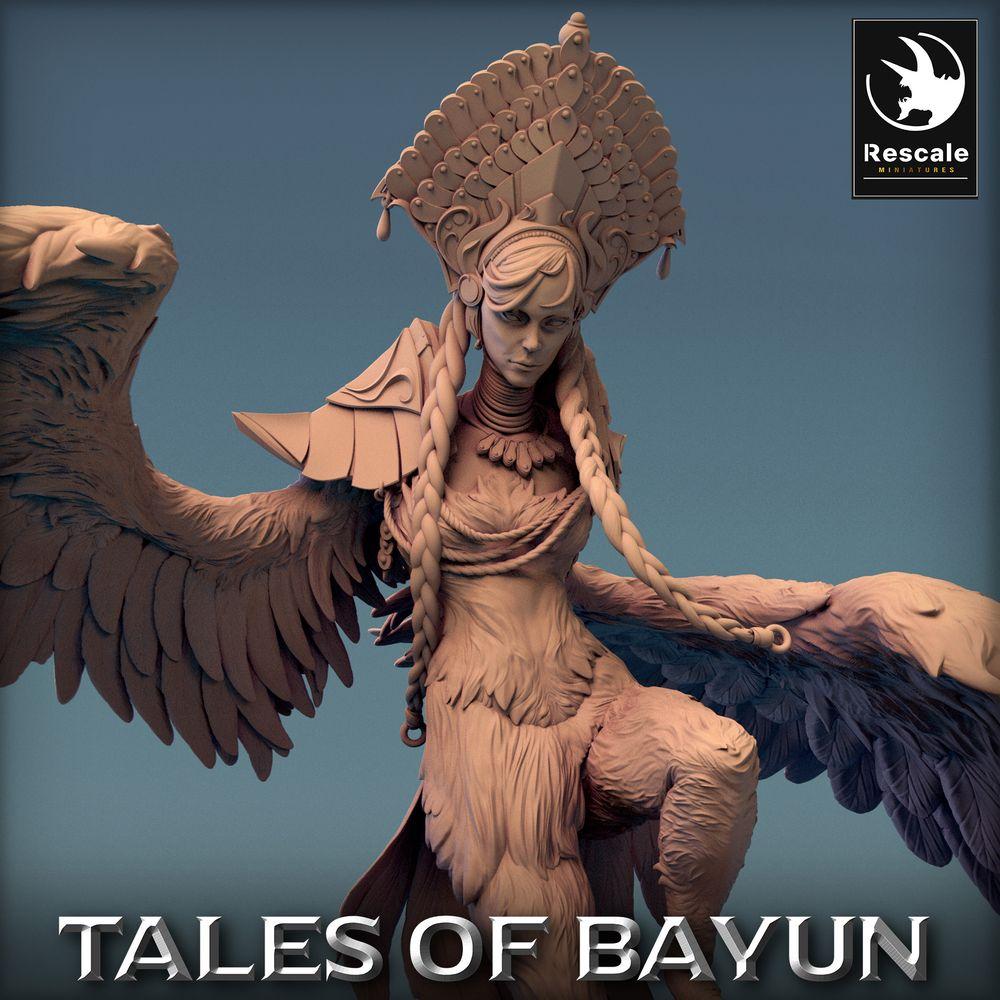 Productfoto Tabletop 28mm Lord of the Print (LotP) 0: Tabletop Miniatuur: Harpyie / Harpy in Sturzflug, Sirenenkoningin, gevleugelde demon, luchtdoder (24_01_I5)