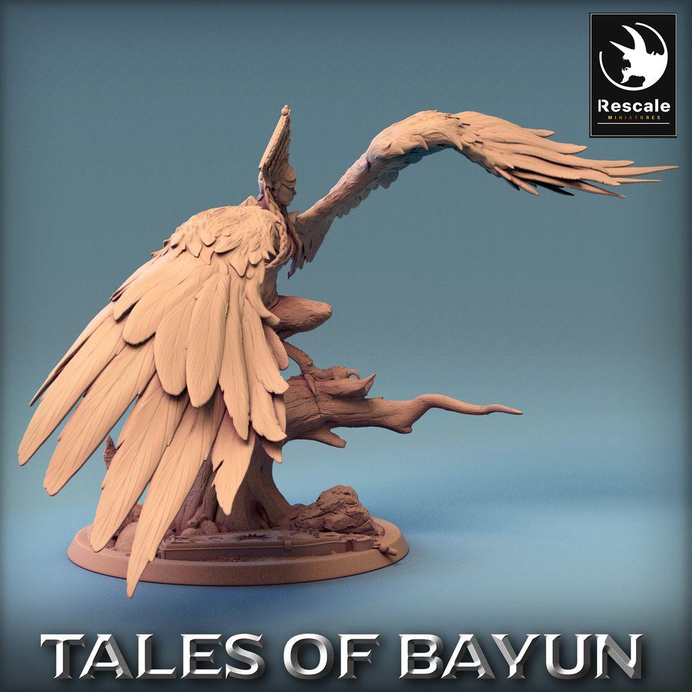 Productfoto Tabletop 28mm Lord of the Print (LotP) 0: Tabletop Miniatuur: Harpy Harpy - gevleugelde krijgerin, Harpijenkoningin, Baasmodel (24_01_I7)