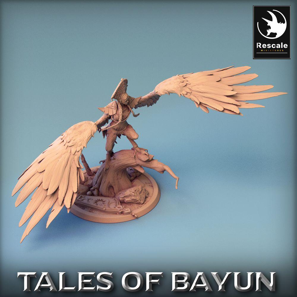 Productfoto Tabletop 28mm Lord of the Print (LotP) 0: Tabletop Miniatuur: Harpyie Harpy - gevleugelde krijgerin, Harpienkoningin, Baasmodel (24_01_I7)