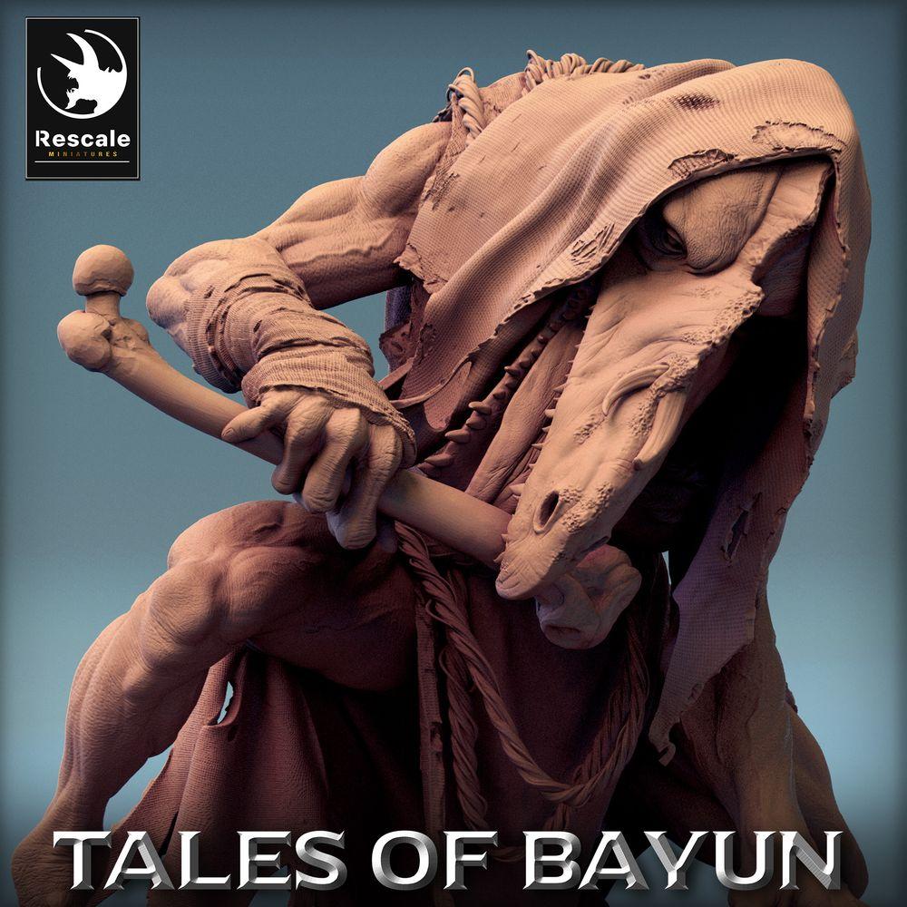 Productfoto Tabletop 28mm Lord of the Print (LotP) 0: Tabletop Miniatuur: Raven-Sjaman / Kraaipriester - Vogelmens-Nekromant met Ritueelstaf, Dark Fantasy Kultist (Kikimora Ghoul-Eater) (24_01_E2)