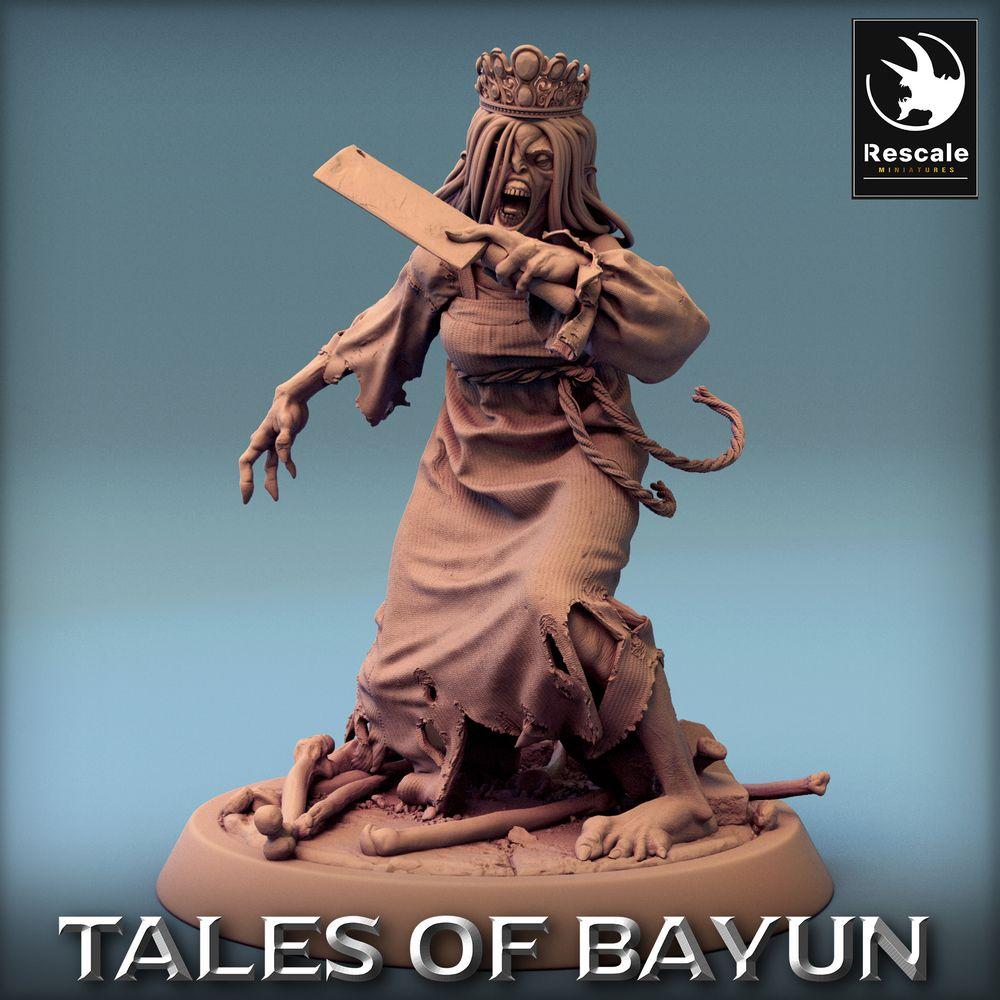 Productfoto Tabletop 28mm Lord of the Print (LotP) 0: Fantasy Figuur: Kikimora Prinseswacht - Dode Koningin, vervloekte Heks, Banshee met Vleeshouw (24_01_F1)