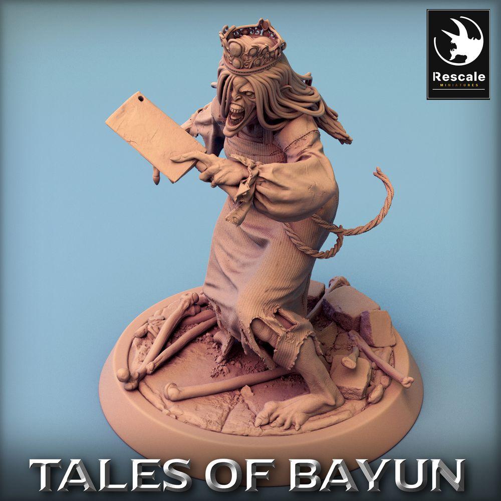 Productfoto Tabletop 28mm Lord of the Print (LotP) 0: Fantasy Figur: Kikimora Prinses Guard - Ondode Koningin, vervloekte heks, Banshee met vleesbijl (24_01_F1)